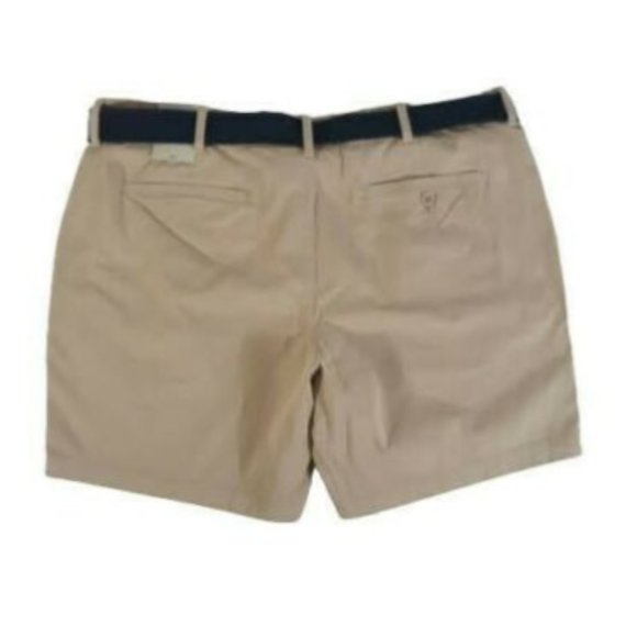 St John's Bay Shorts Comfort Stretch Mens Chino Pale Khaki Belted Size 42 - Picture 2 of 5